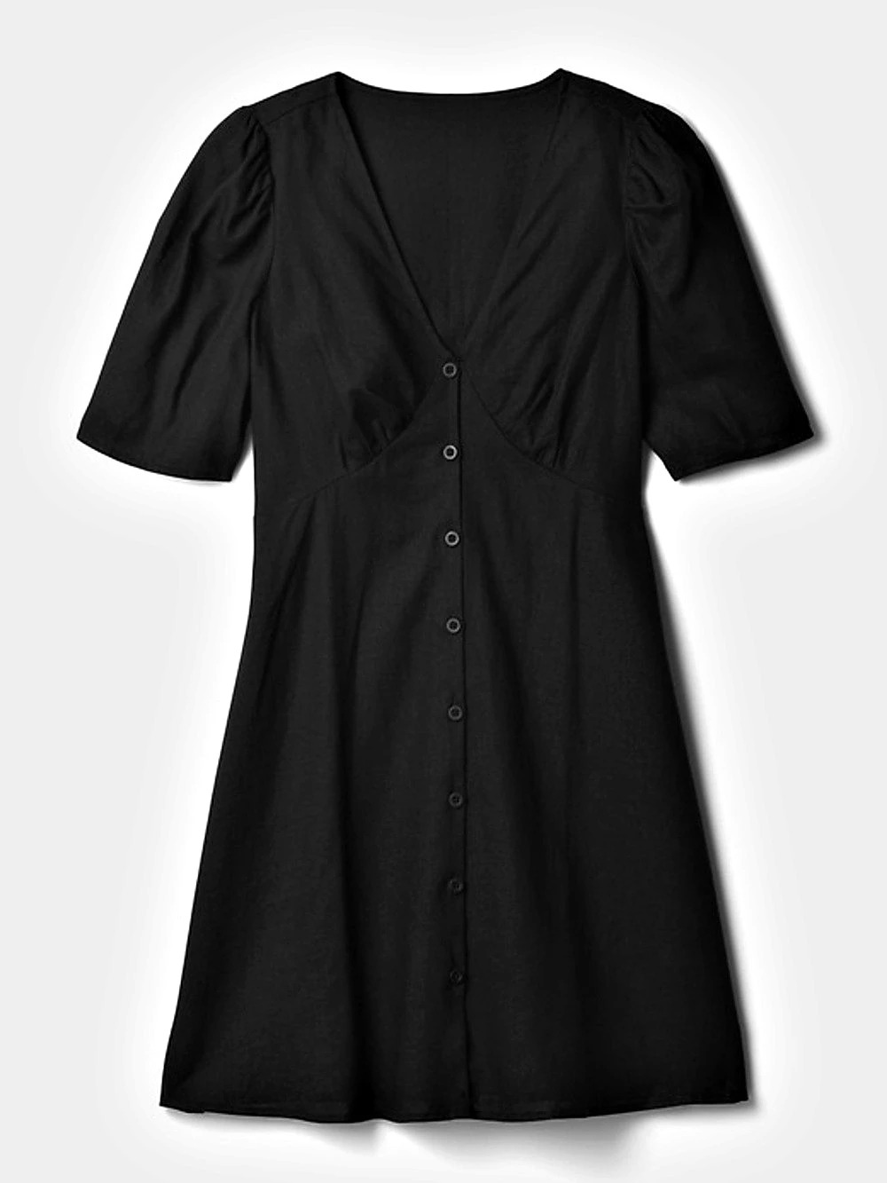 GAP LINEN-BLEND BUTTON MINI DRESS – BLACK – SIZE XL